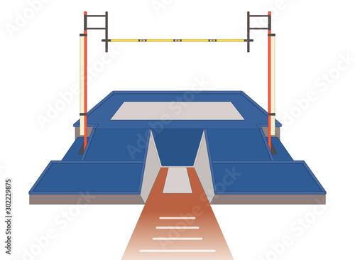 pole vaulting landing pad and pit isolated on a white background