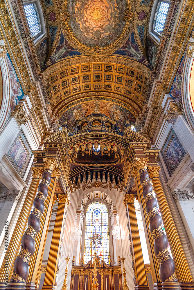 St Paul Cathedral. Splendid inside of the St Paul catherdal. Amazing, altar, frescos and cupola