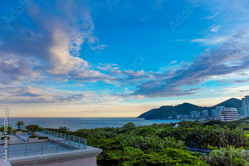 Fototapeta Naklejka Na Ścianę i Meble -  China Hainan Island Landscape Sunset Sea View