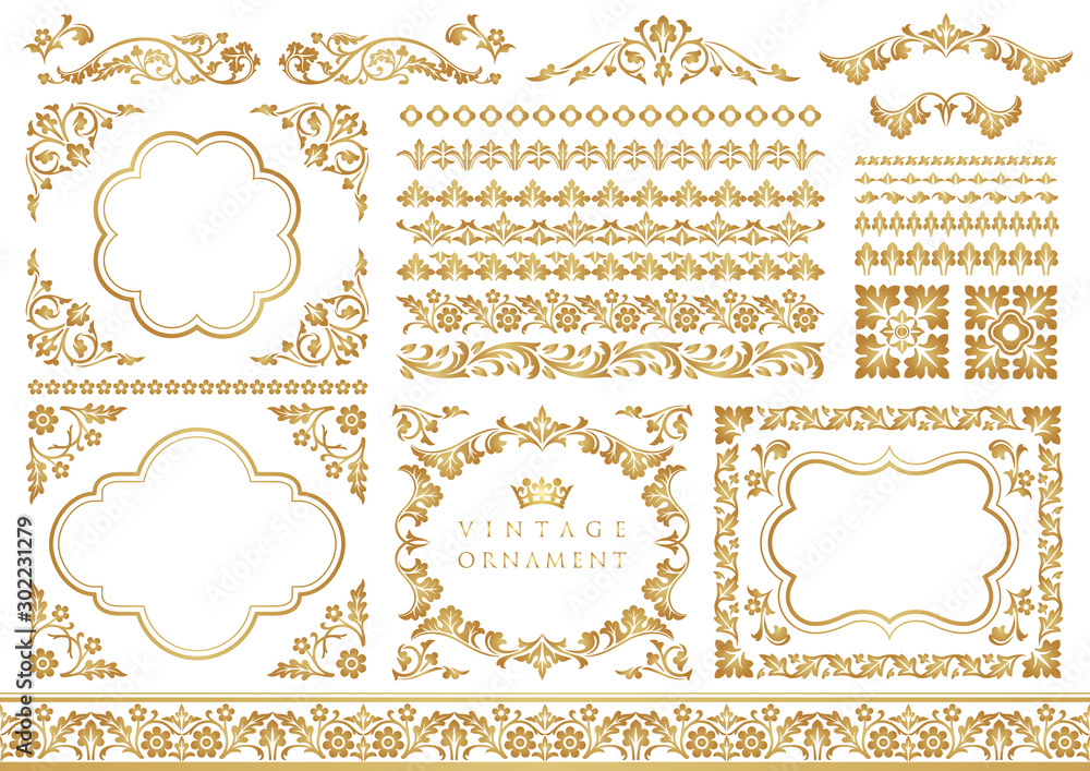 Fototapeta premium ビンテージオーナメントセット