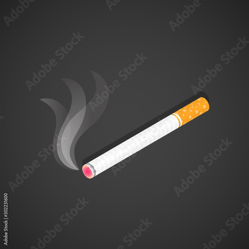 isometric burning usual cigarette illustration.