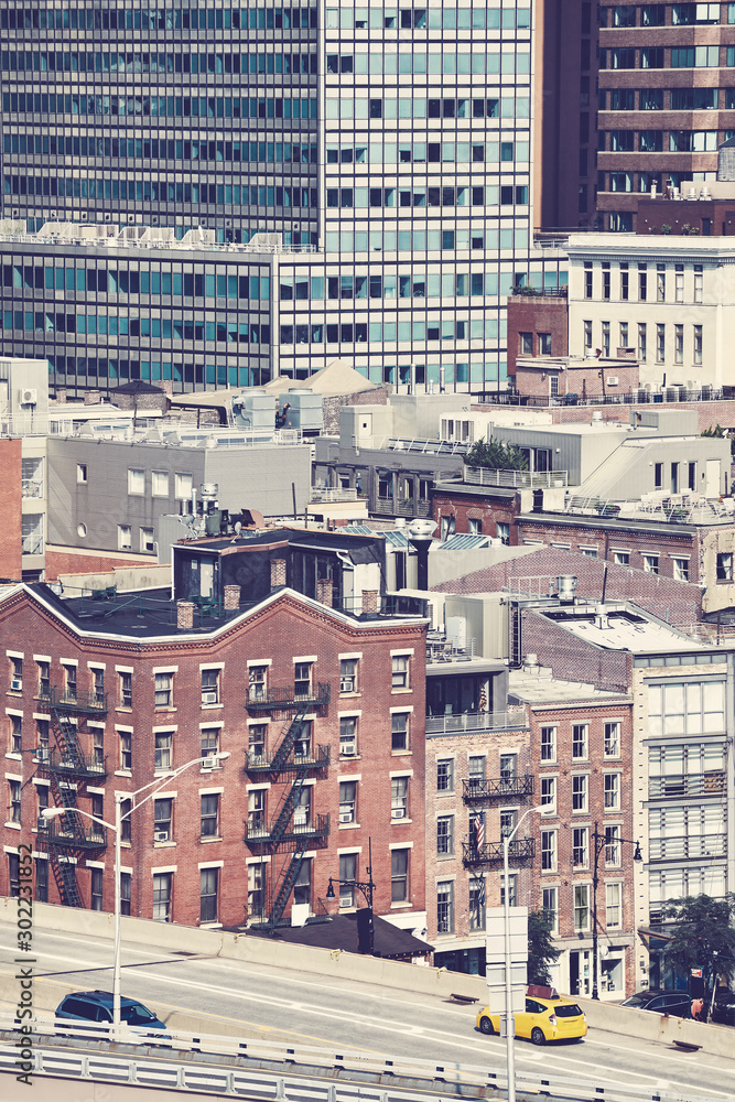 Fototapeta premium New York City cityscape, color toning applied, USA.