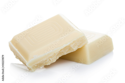 White chocolate blocks isolated on white background