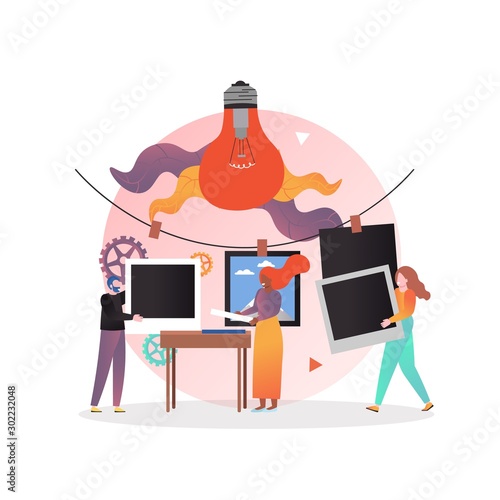 Film photo printing services vector concept for web banner, website page
