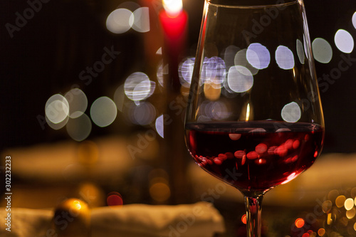 Wallpaper Mural festive christmas table with candles and gold decoration cozy family meal Torontodigital.ca