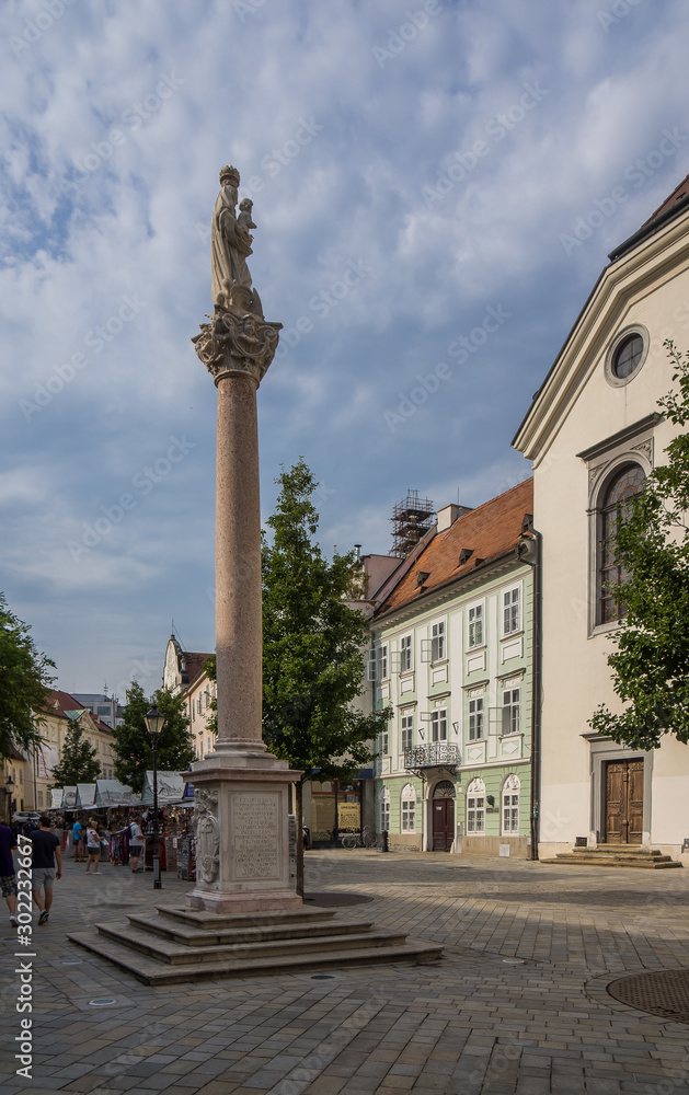 column in main square in bratislava center