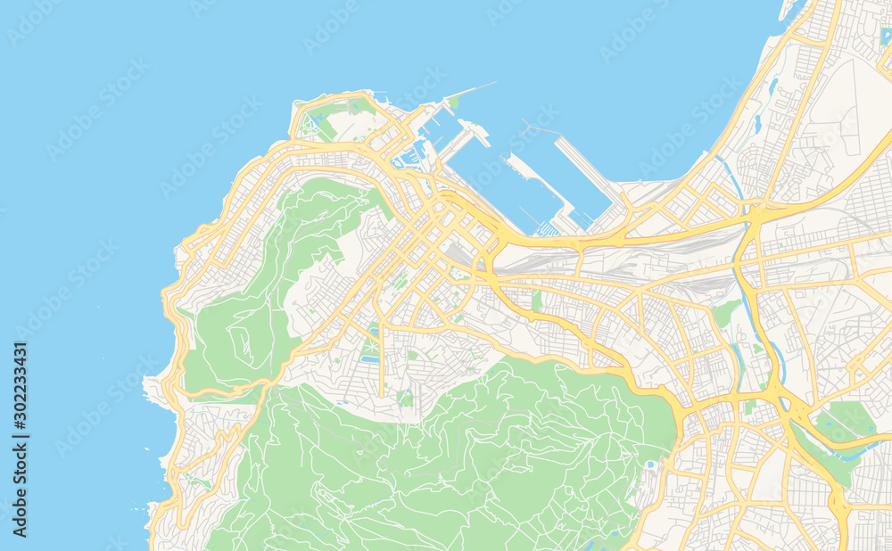 Fototapeta premium Mapa ulic do wydrukowania w Kapsztadzie, RPA