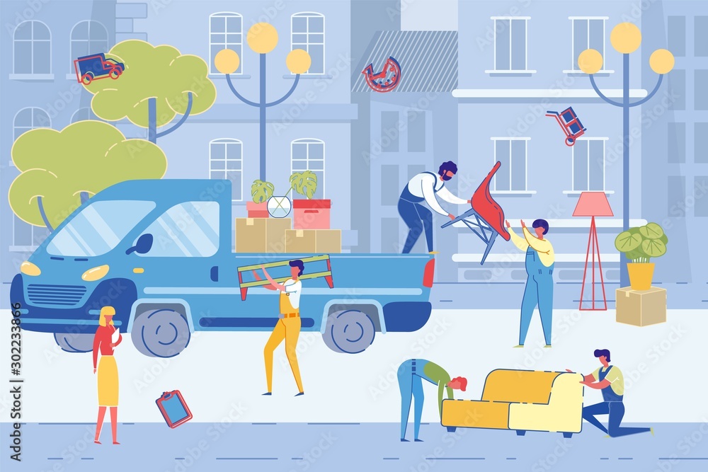 New Apartments Moving and House Relocation Vector. New Apartments Moving and House Relocation Vector.