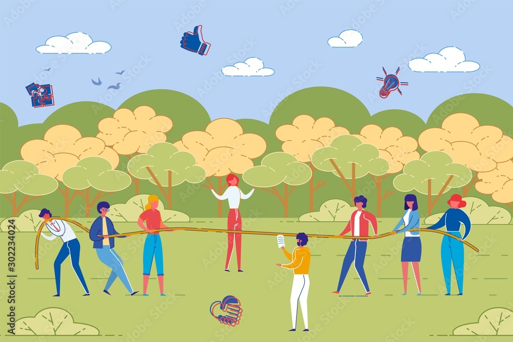 Business People in Teamwork Training Outdoors. Business People in Teamwork Training Outdoors.