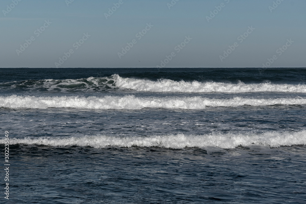 Atlantic ocean waves at Portugal coast next to Peniche city.