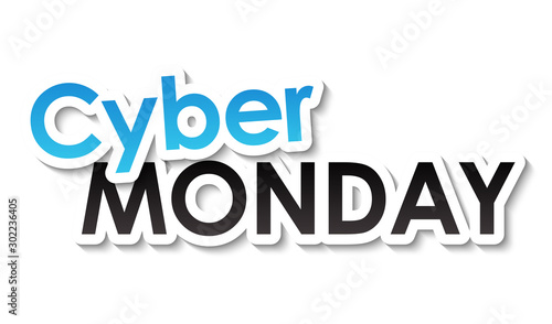 CYBER MONDAY blue and black vector typography banner