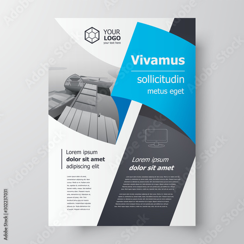Flyer brochure design, business flyer size A4 template, creative leaflet blue color