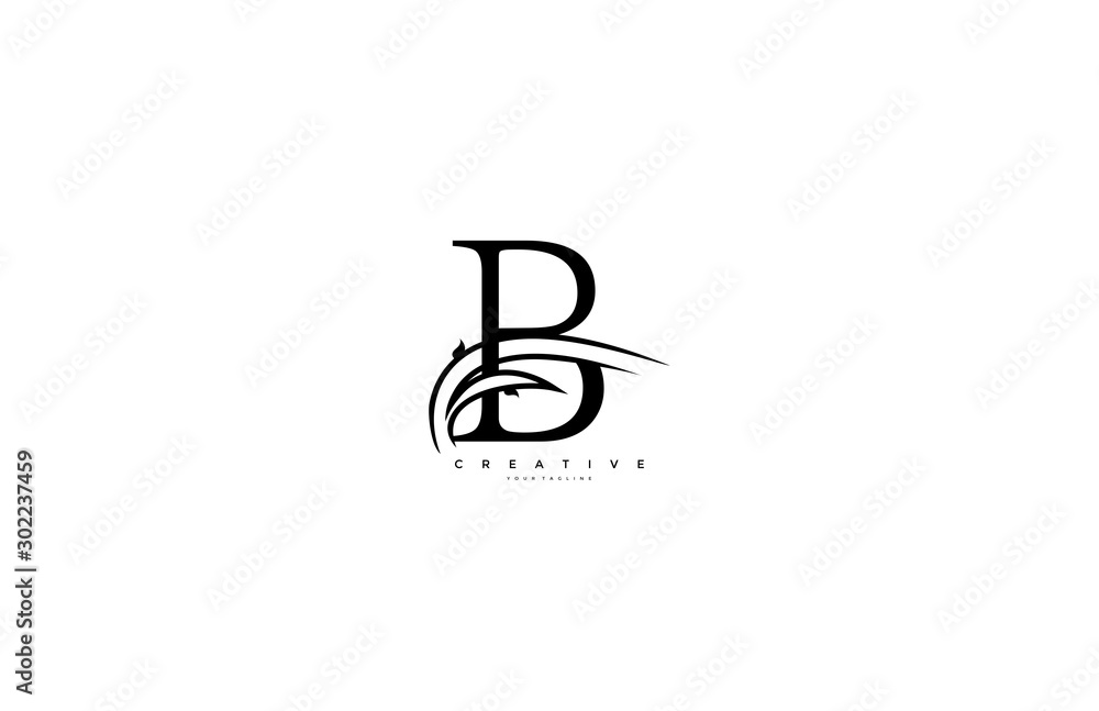 capital letter B monogram minimal beauty swoosh style logo capital letter B monogram minimal beauty swoosh style logo