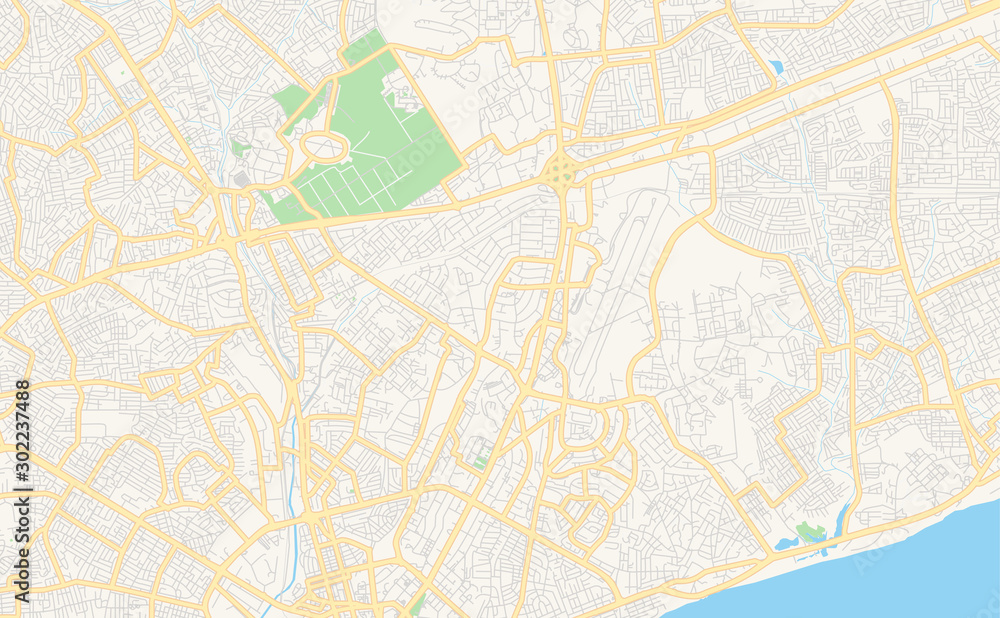 Printable street map of Accra, Ghana