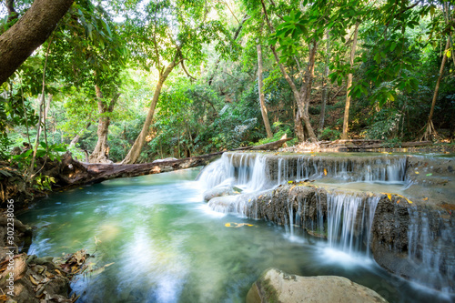 Beautiful Waterfall in tropical forest of Thailand.
