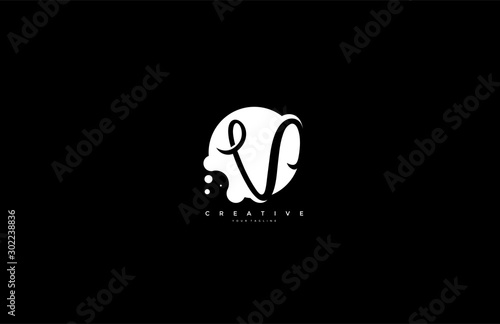 Text Initial V Letter Rounded Shape Dots Logo