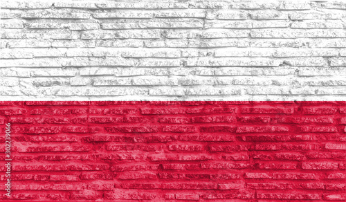 Colorful painted national flag of Poland on old brick wall. Illustration