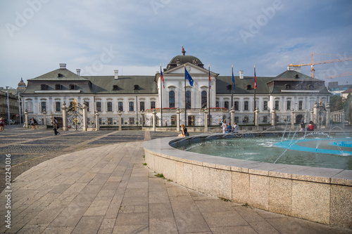 in front of Grassalkovich Palace in bratislava Presidential Palace