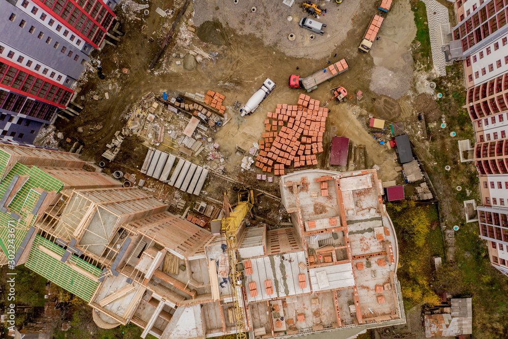 Obraz premium New multi-storey apartment buildings in the city, top view