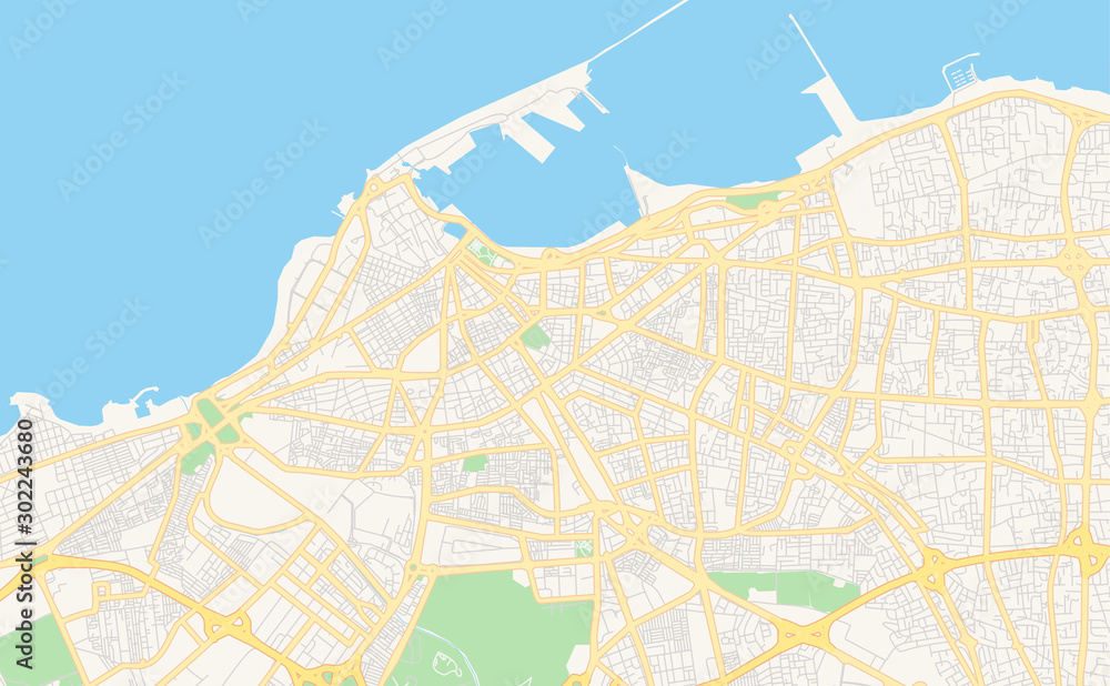 Printable street map of Tripoli, Libya Stock Vector Adobe Stock