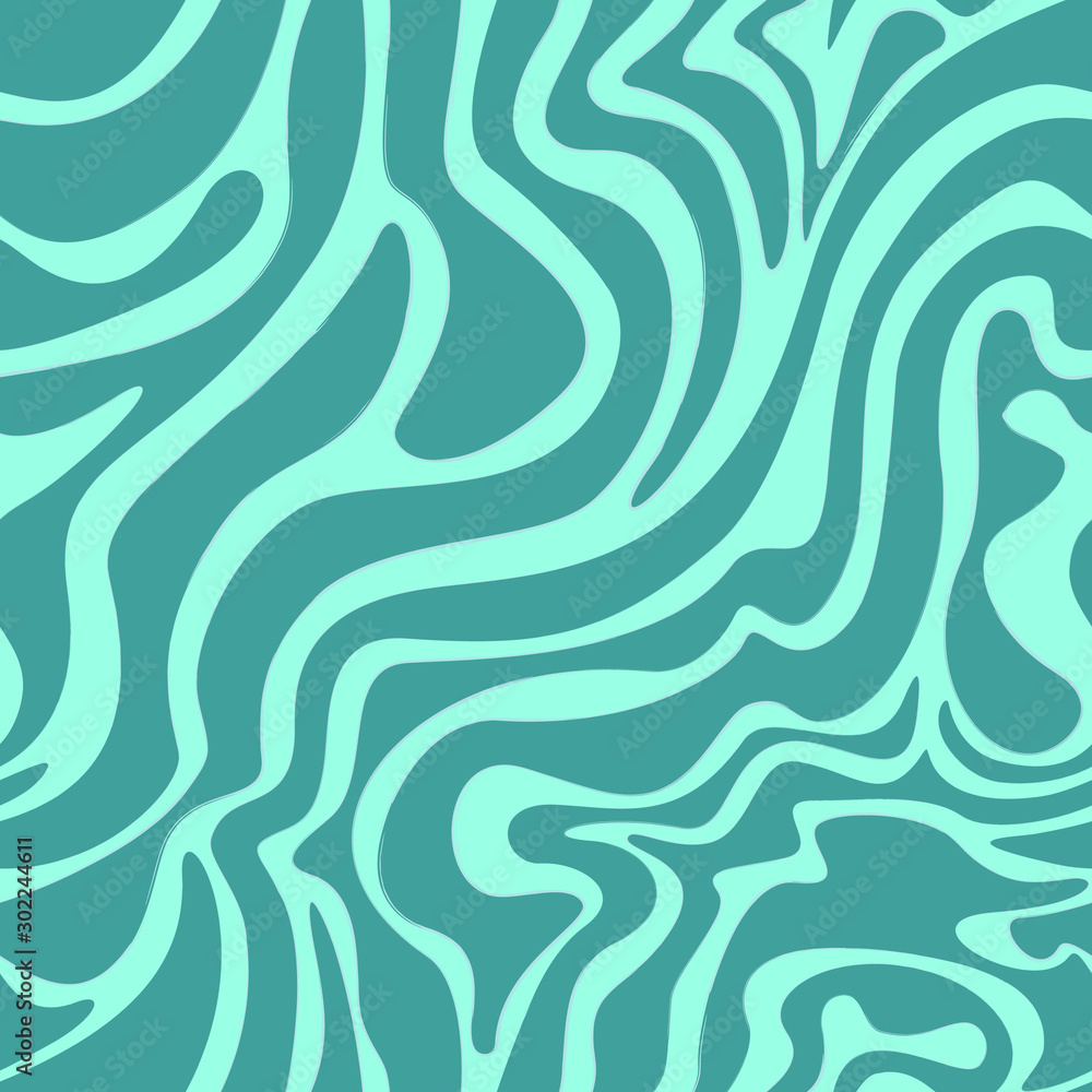 Vector pattern of turquoise smooth lines on a blue background. Print for fabric packaging and curtains.