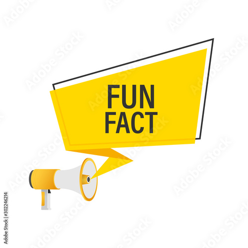 Hand holding megaphone - Fun fact. Vector stock illustration.