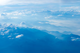 View of the Alps from the window of the aircraft