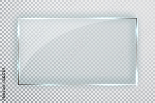 Glass plates set. Glass banners on transparent background. Flat glass. Vector illustration