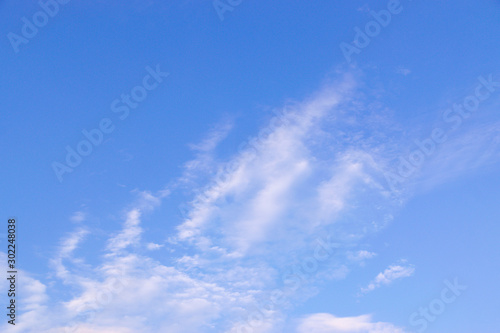 Blue sky with soft white cloudy atmosphere is clear and clean.