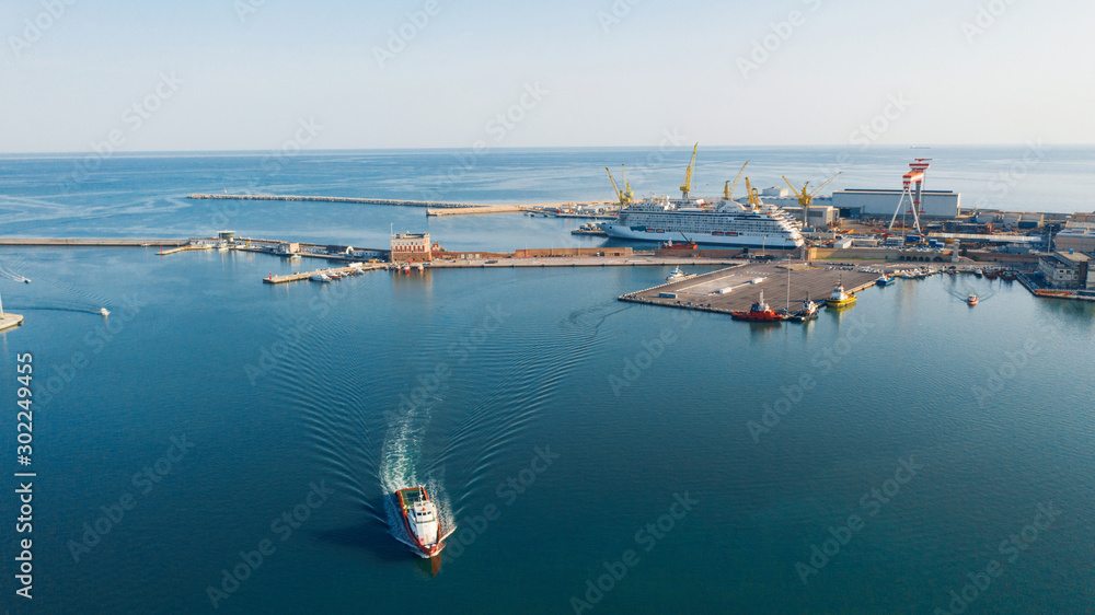 Aerial view of port for import and export and Logistics, big port of Ancona, Italy