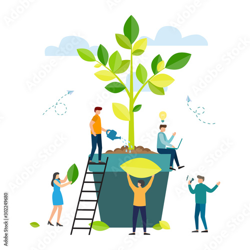 People are working together on tree planting.