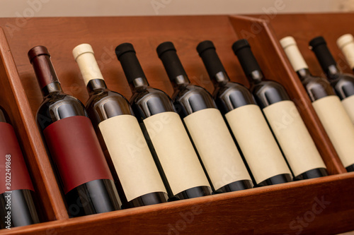 Wine bottles on a shelf