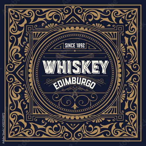 Vintage label for packing. Western style with floral details.