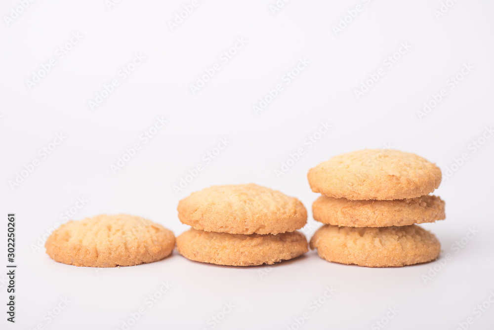 Butter cookies placed on a white background Butter cookies placed on a white background