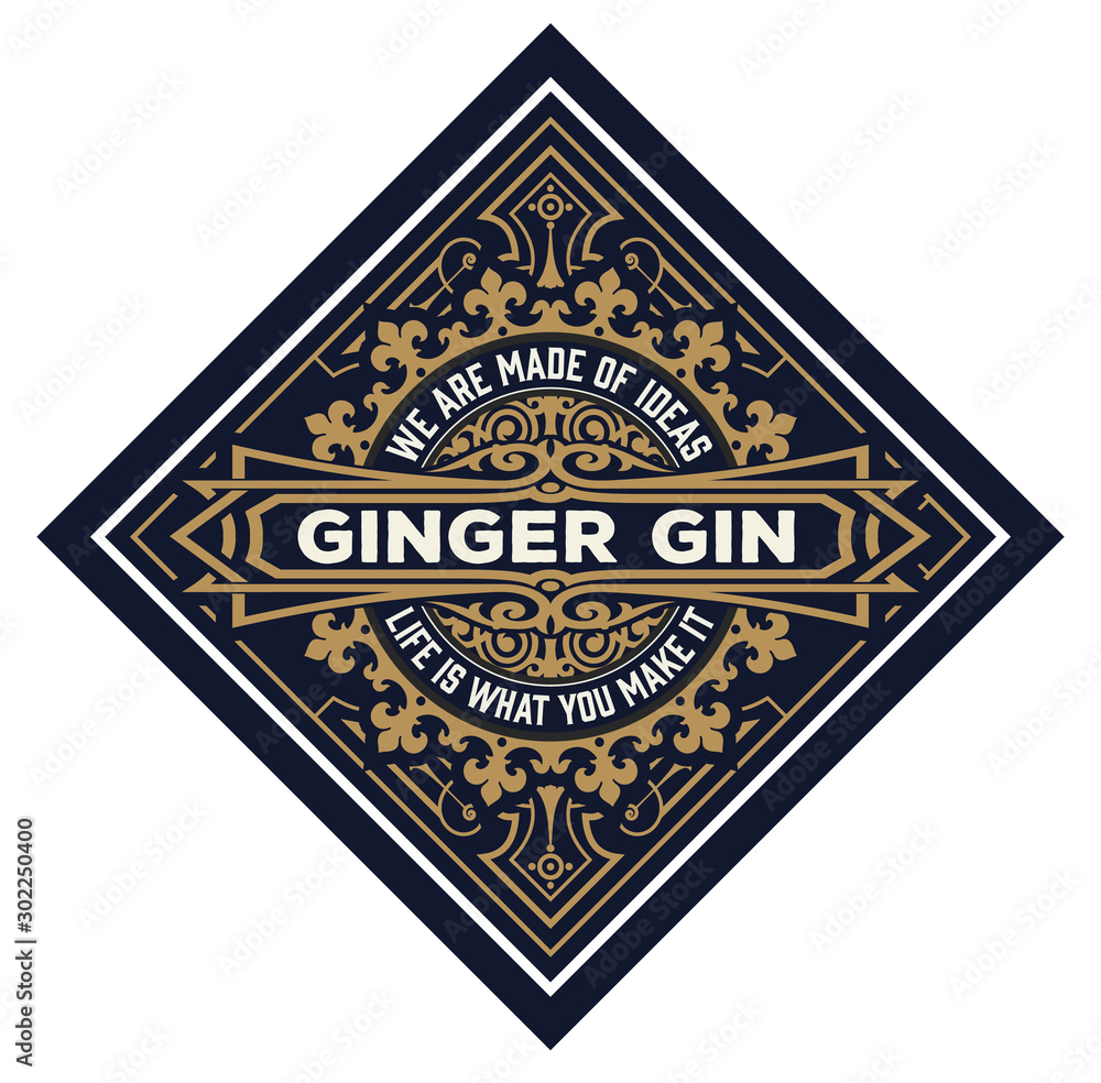 Vintage label with gin liquor design