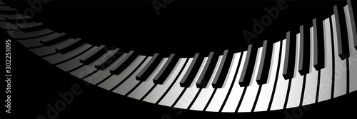 Piano keyboard with directional light and shadow. For a wide background.