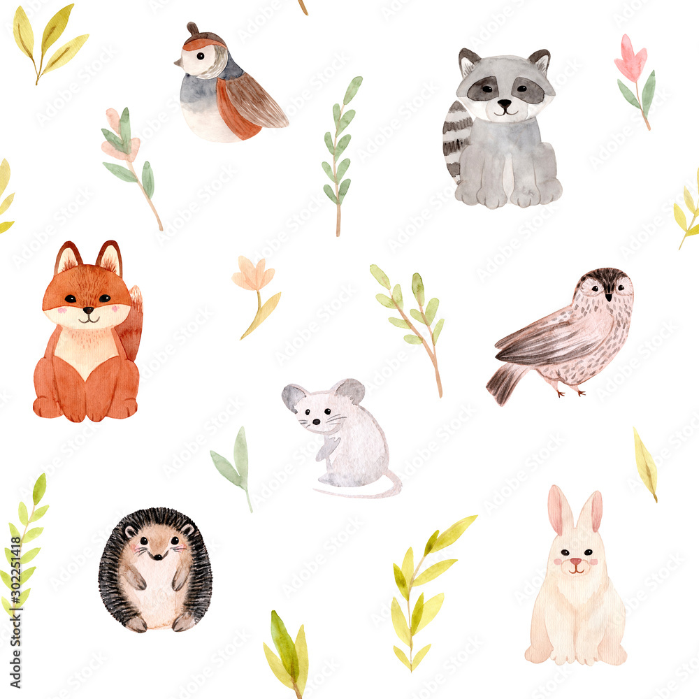 Watercolor seamless pattern. Isolated on white background. Watercolor seamless pattern. Isolated on white background.