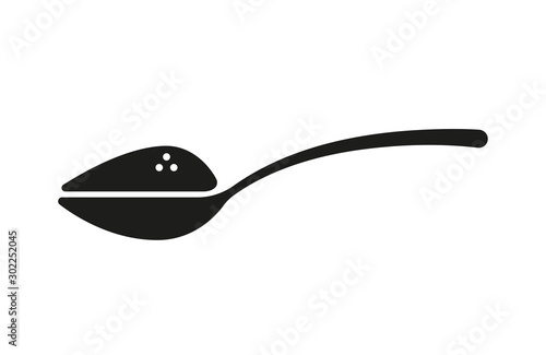 Spoon with sugar, salt or flour. Teaspoon. Vector icon