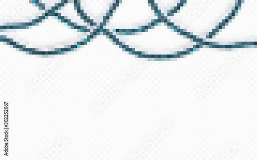 Christmas or New Year traditional decorations. Hanging glitter Xmas tinsel garland. Decor element. Vector illustration