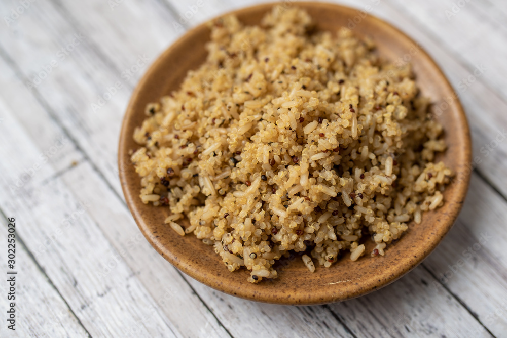 Healthy brown rice and quinoa dinner fully cooked Healthy brown rice and quinoa dinner fully cooked
