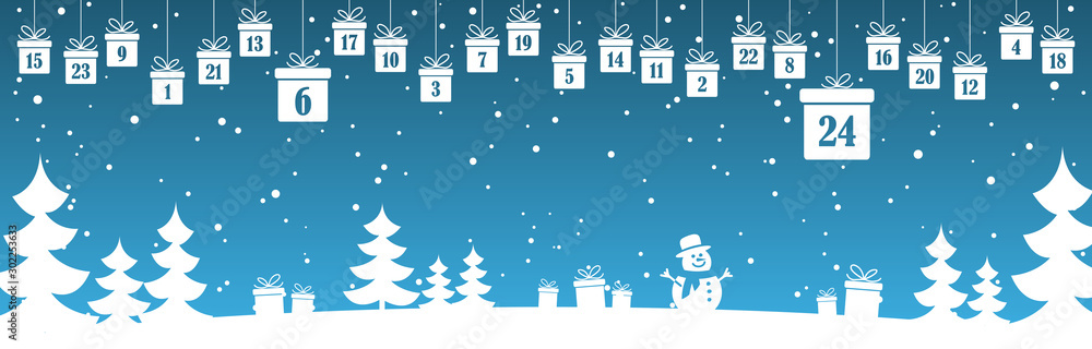 advent calendar 1 to 24 on christmas presents