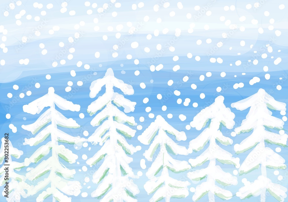 christmas background with trees and snowflakes christmas background with trees and snowflakes