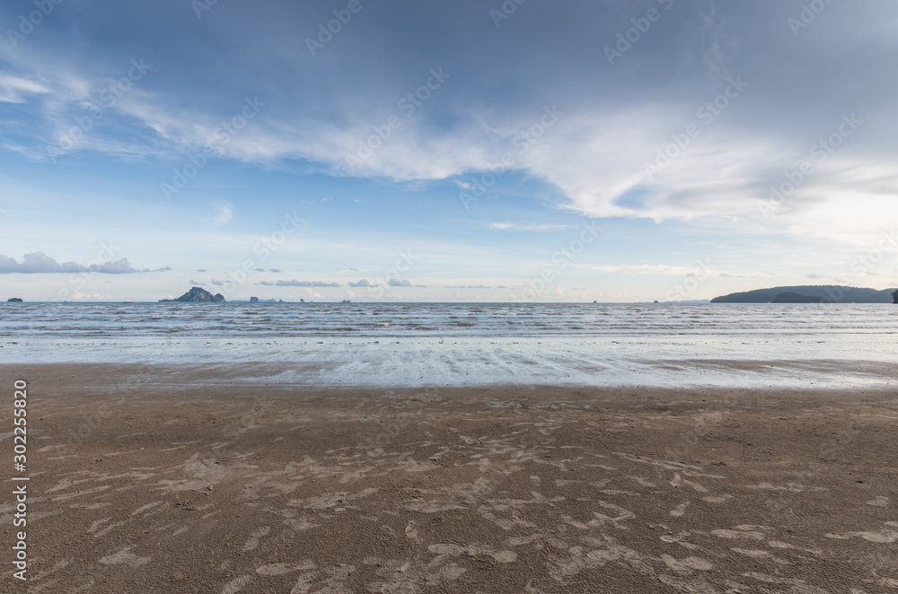 Sea beach and blue sky, Krabi, Thailand.