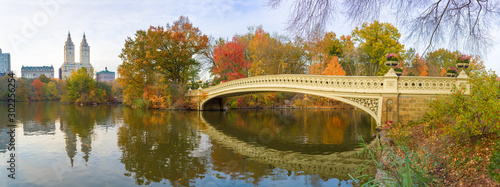 New York Central Park Bow Bridge pond fall foliage