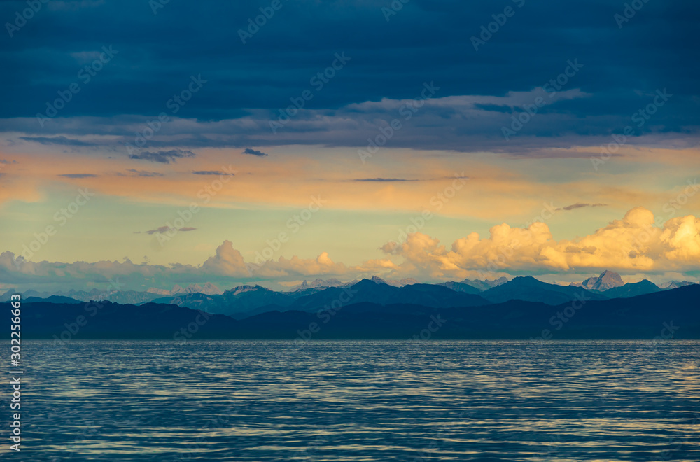  Sunset on the Bodensee and the Swiss Alps