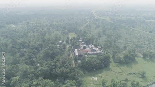 Wallpaper Mural Aerial flight above small indian village on misty cloudy day,top down Torontodigital.ca