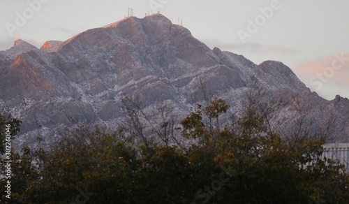 Snowy mountain in El Paso, Texas