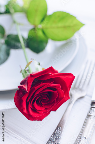 Valentine's Day tabble setting with cutlery