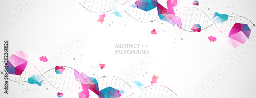 DNA molecules science template, abstract background. Vector illustration.