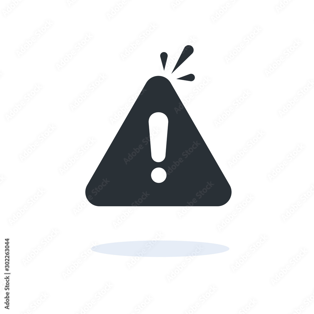 flat vector image on white background, exclamation mark icon in a black ...